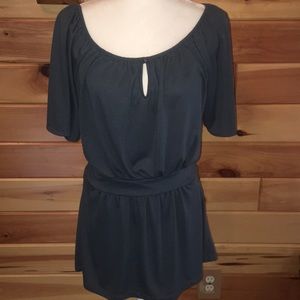 Long top with attached belt